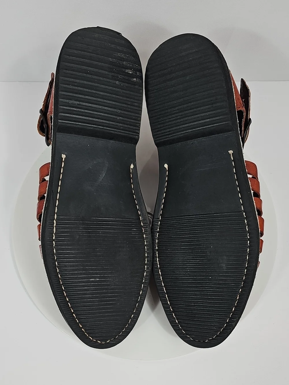 D'Santy Leather Huarache Sandals Mexico Woven Fisherman Brown 8 Boho Festival